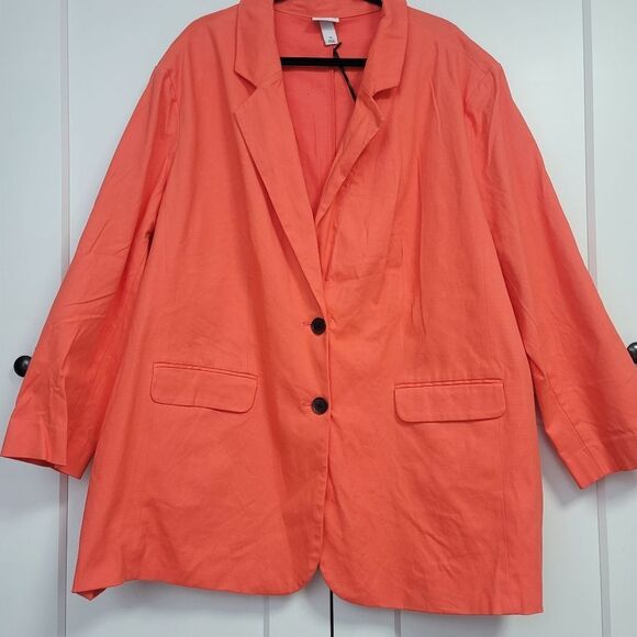 Ava & Viv Women's Coral Orange Blazer, 3X - Picture 5 of 7